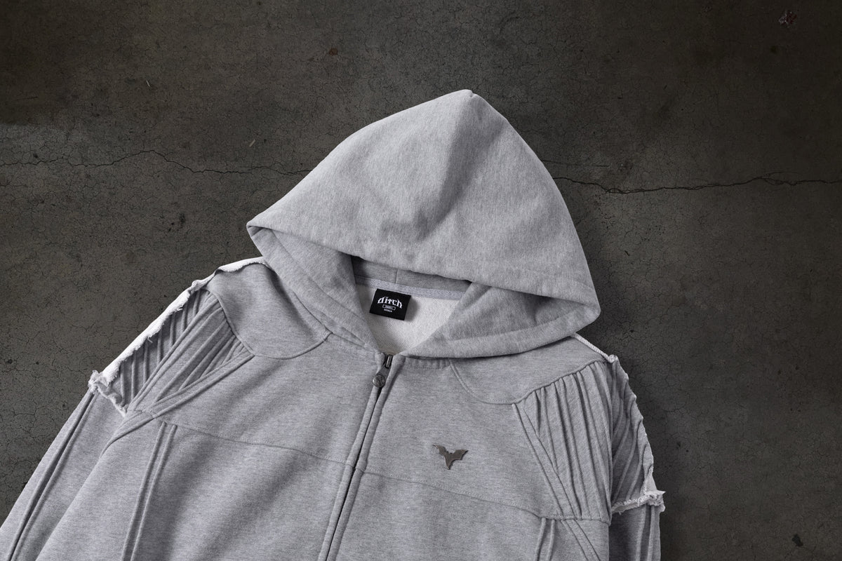 BIKER HOODIE (HEATHER GREY)